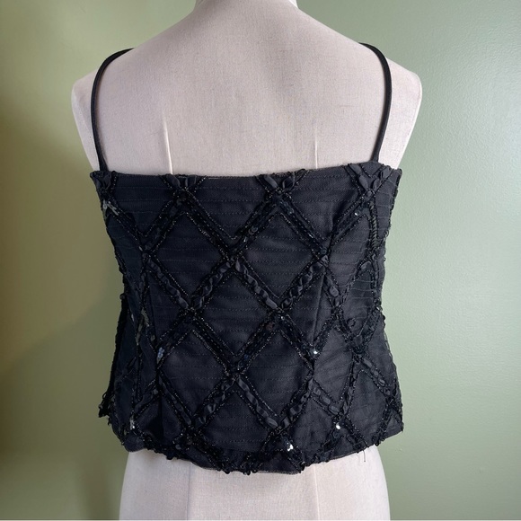 Vintage Prophecy Women’s Black Formal Sequined Spaghetti Strap Top - Size 14 - Picture 2 of 5